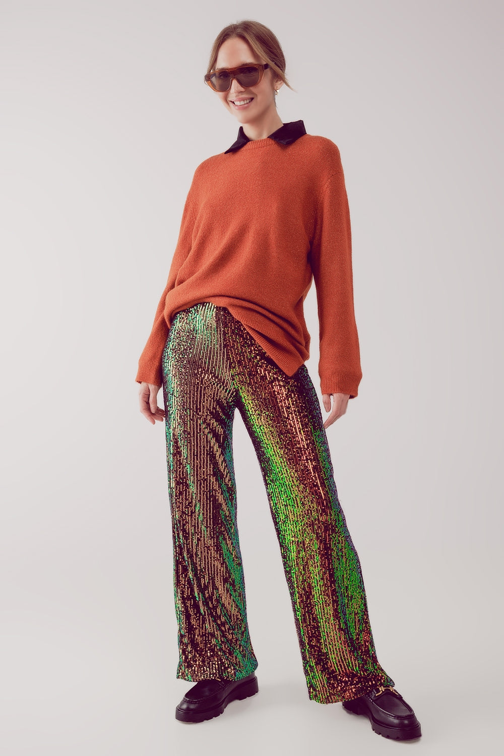 Robe pull à col rond oversized in orange