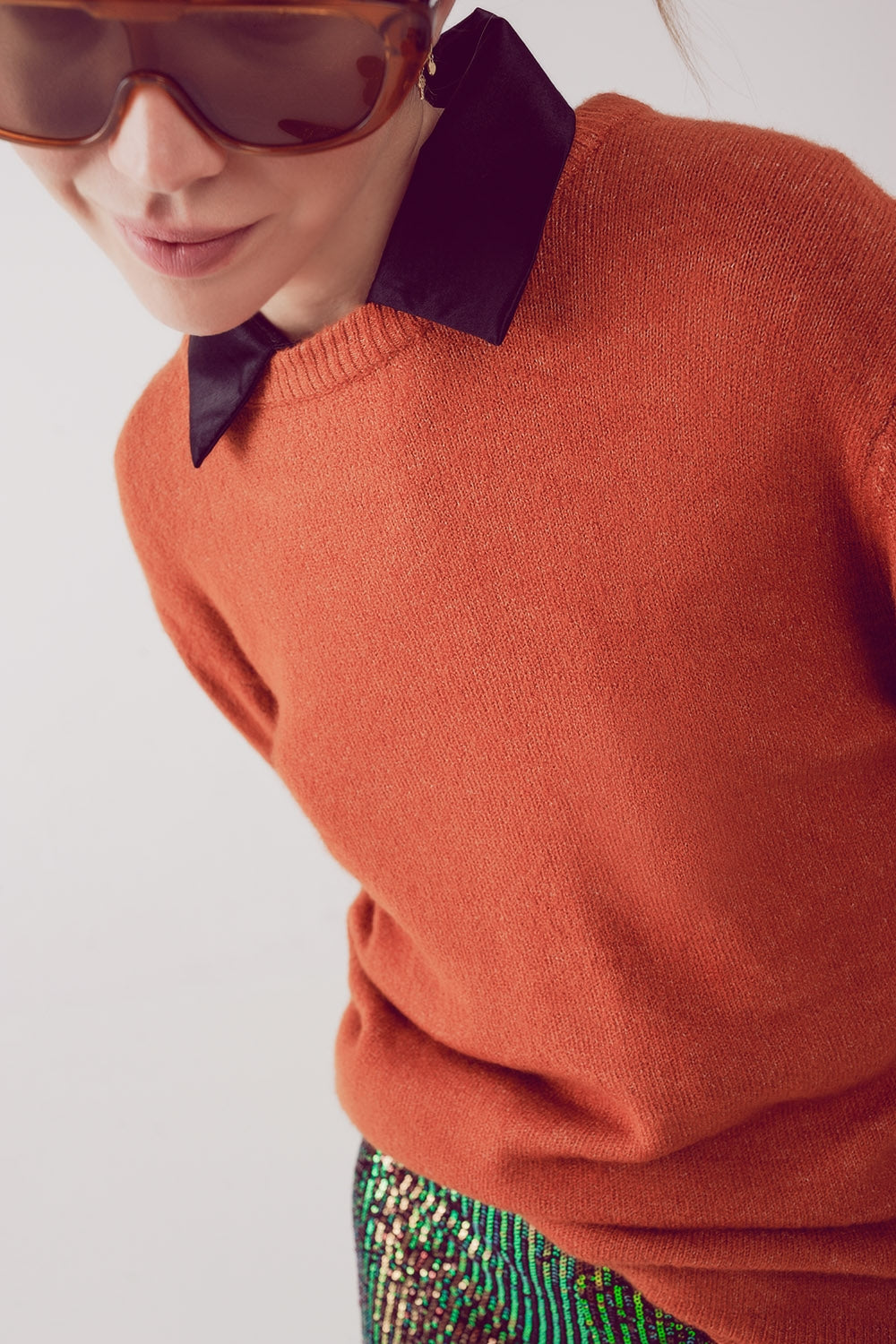 Robe pull à col rond oversized in orange