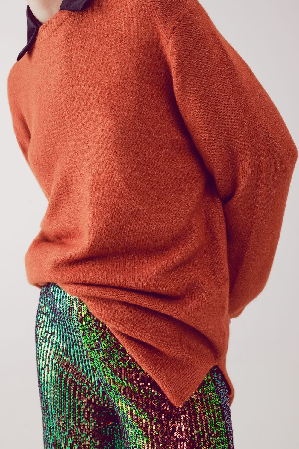 Robe pull à col rond oversized in orange