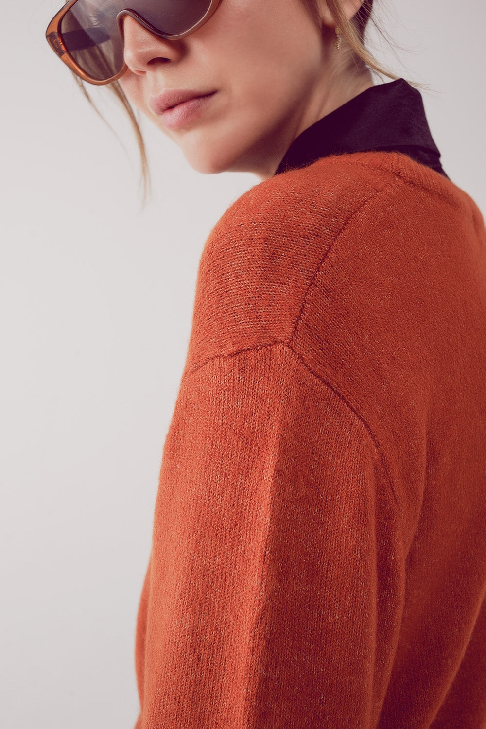 Robe pull à col rond oversized in orange