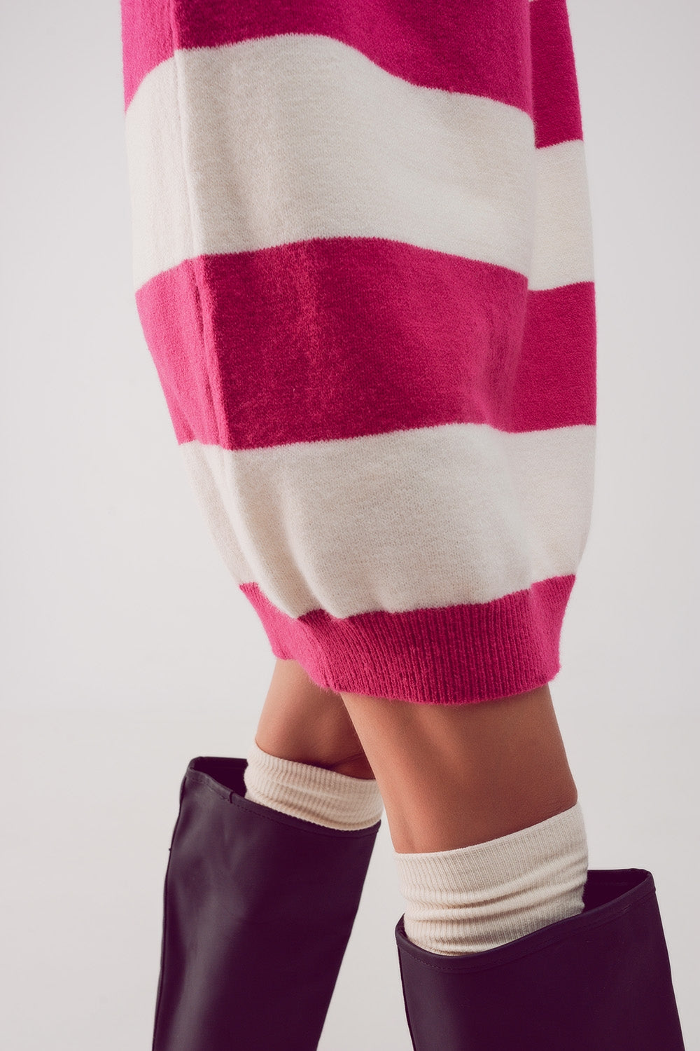 Robe pull à rayures fuchsia