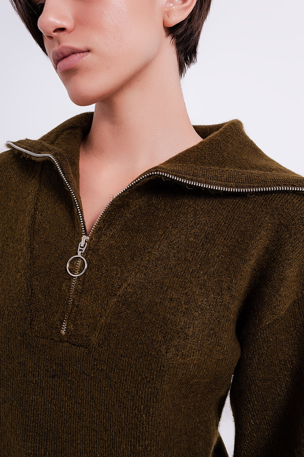 Robe pull courte Vert foncé