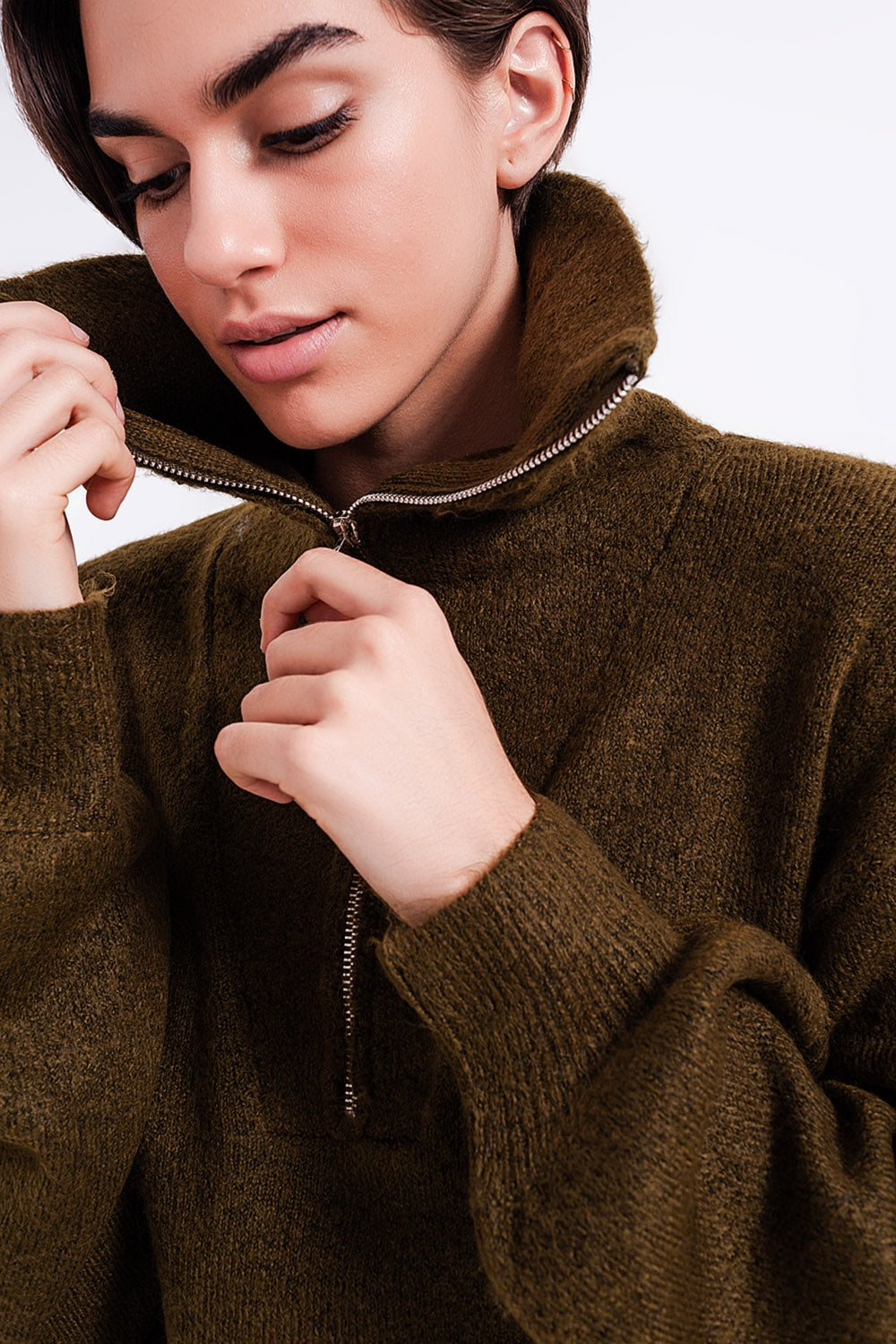 Robe pull courte Vert foncé