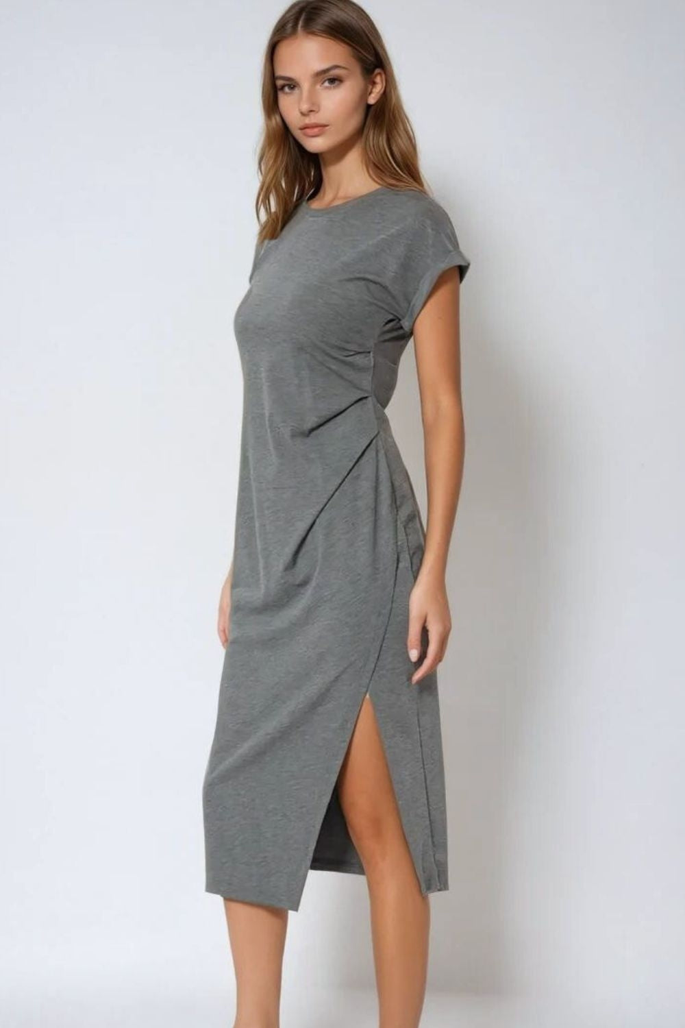 Q2 Robe sans manches en tencel stretch gris