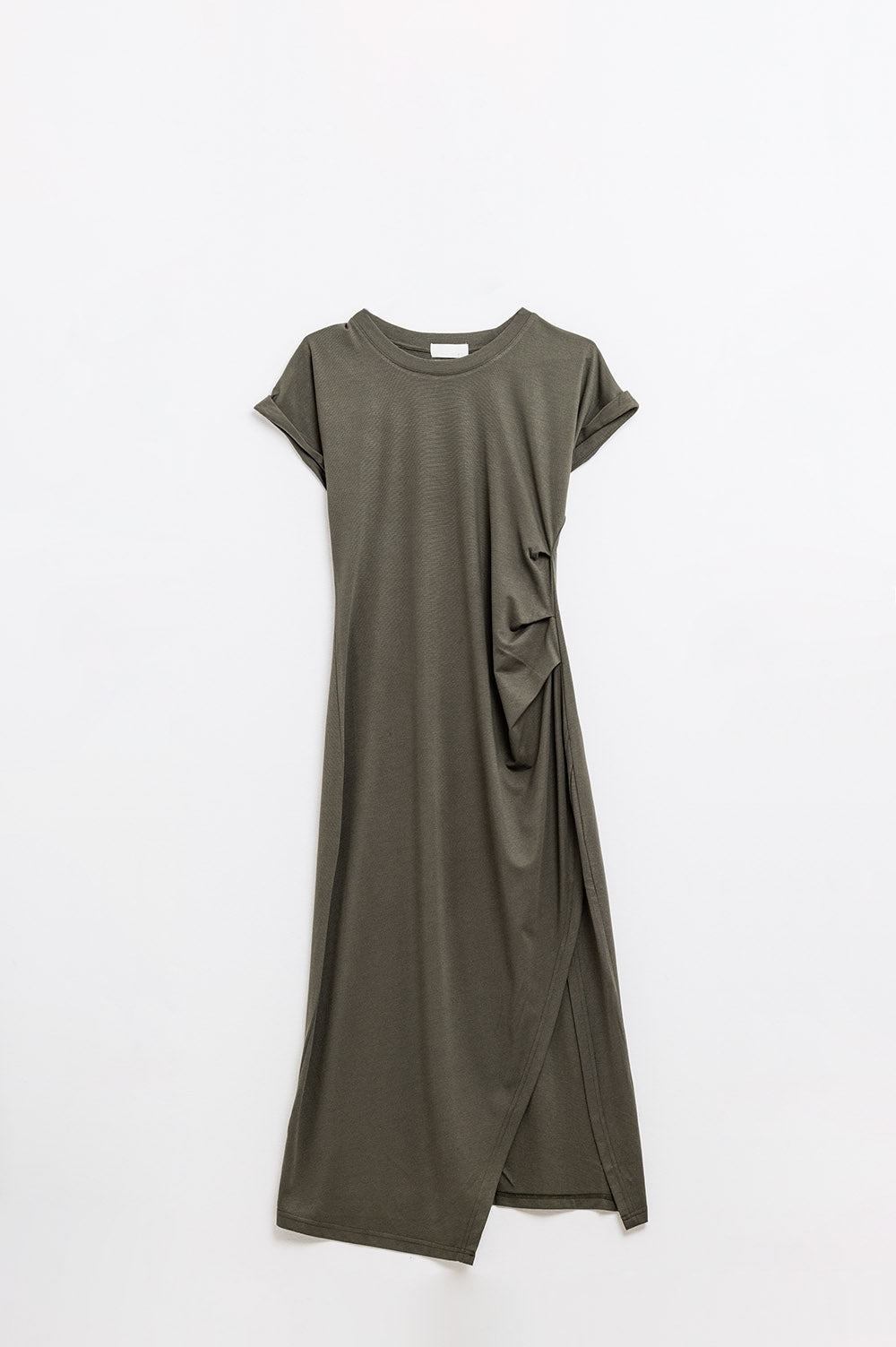 Robe sans manches en tencel stretch kaki
