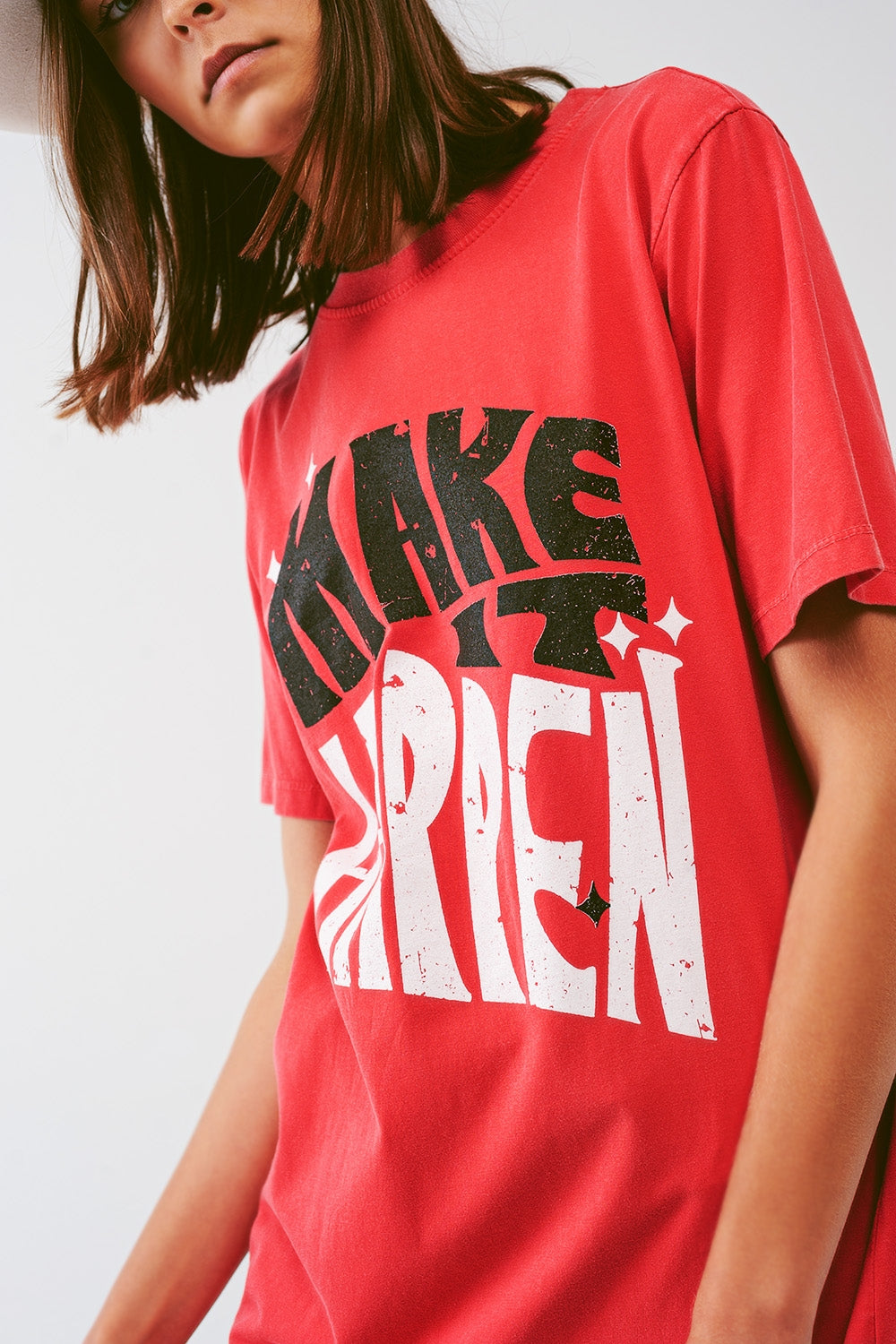 Robe T-shirt avec le texte Make It Happen en rouge