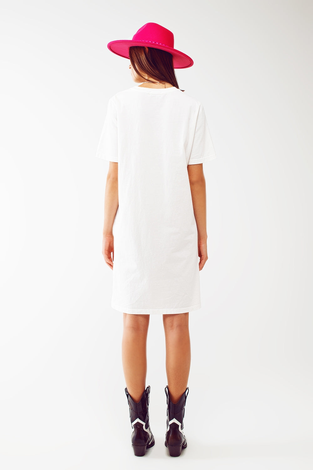 Robe t-shirt mi-longue blanc boston 1984 university