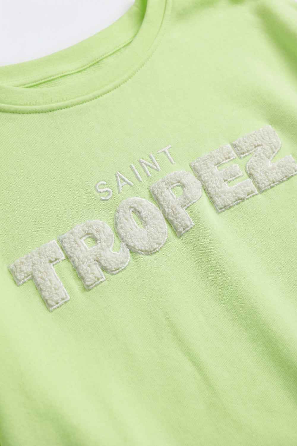 Saint Tropez Sweatshirt brodé vert menthe