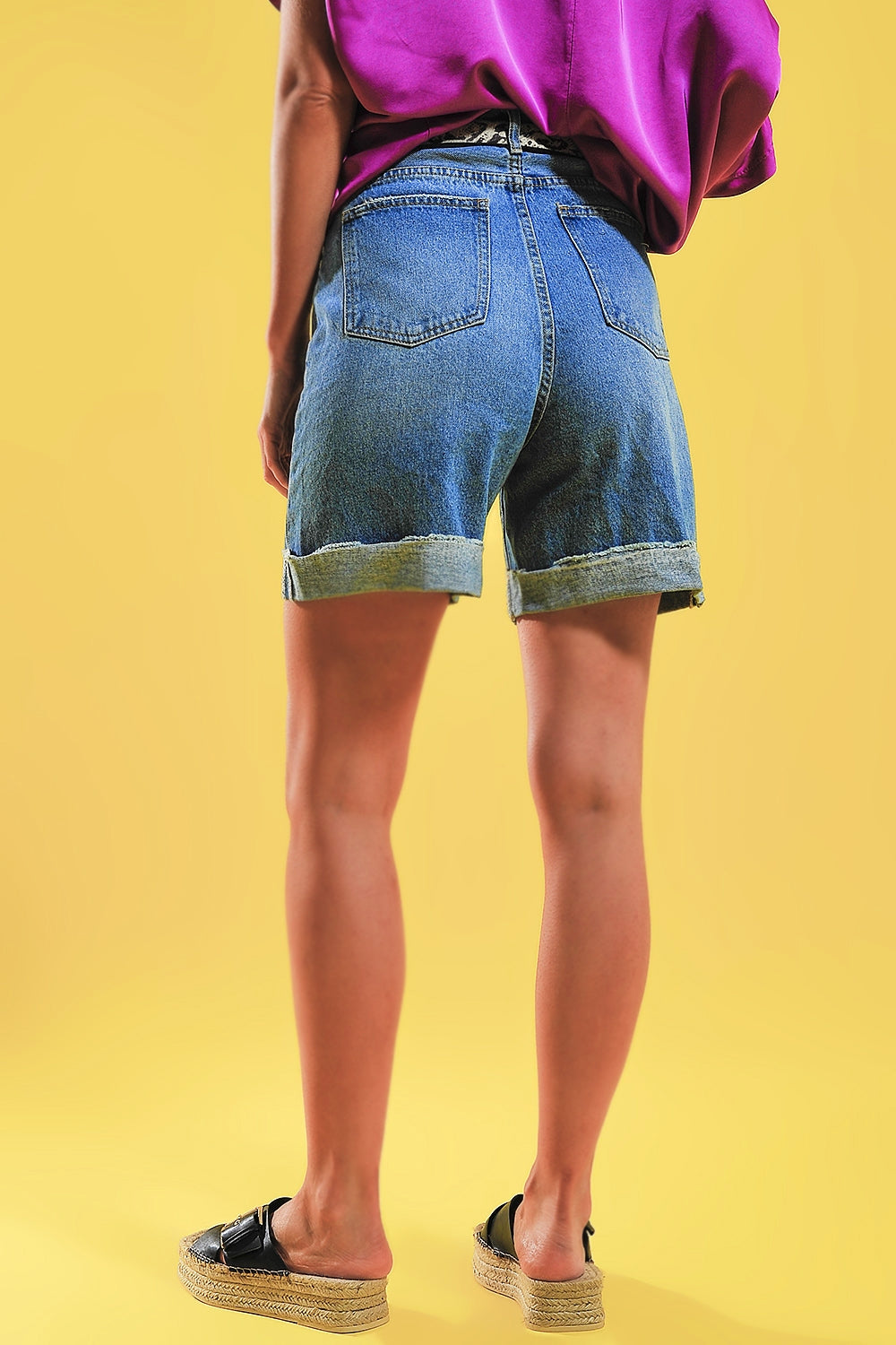 Short boutonné à l'avant Bleu