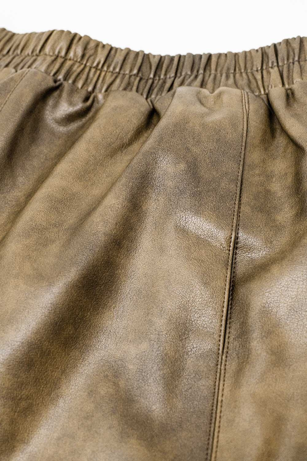 Short décontracté en faux cuir marron vintage