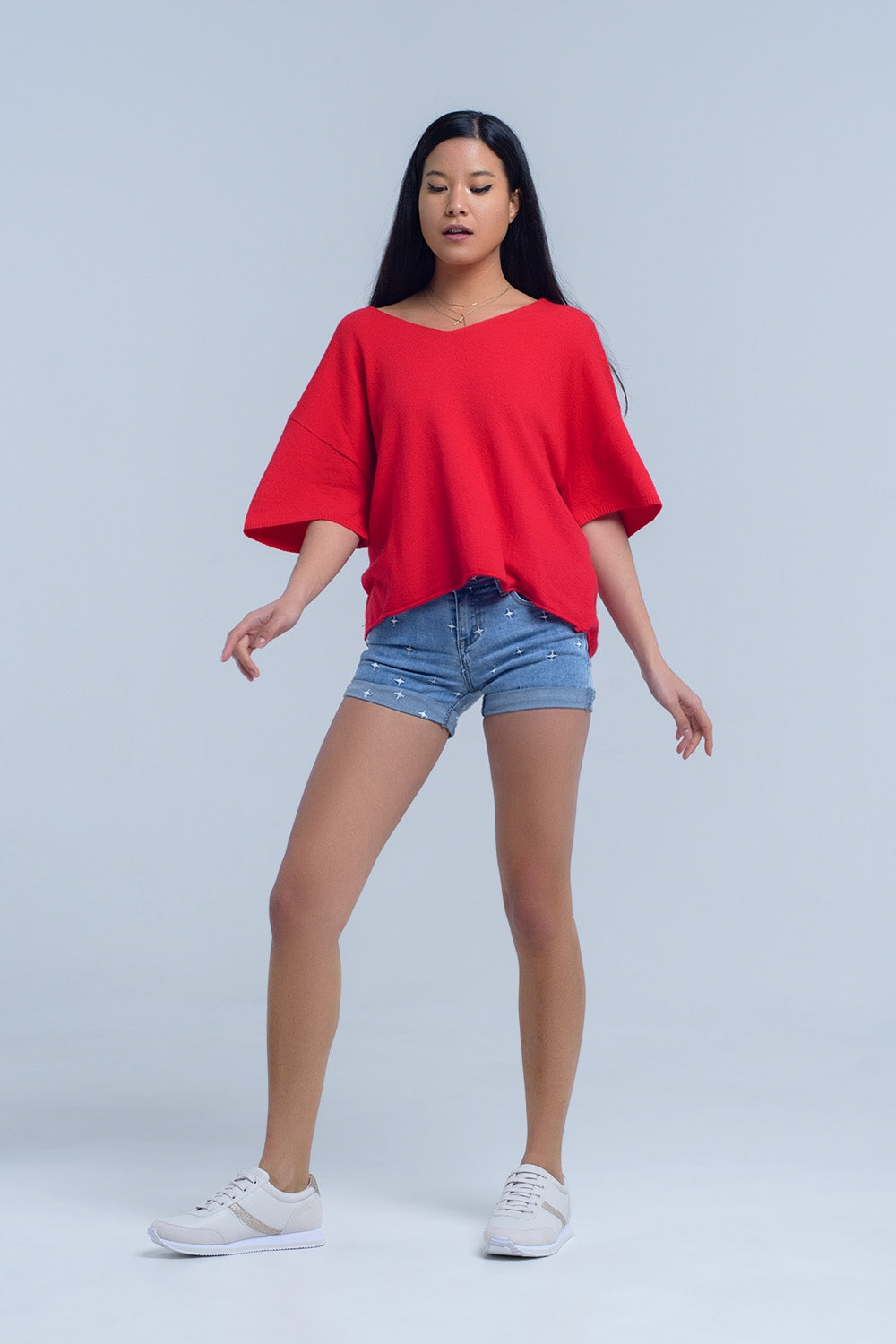 Short en jean avec détail étoiles