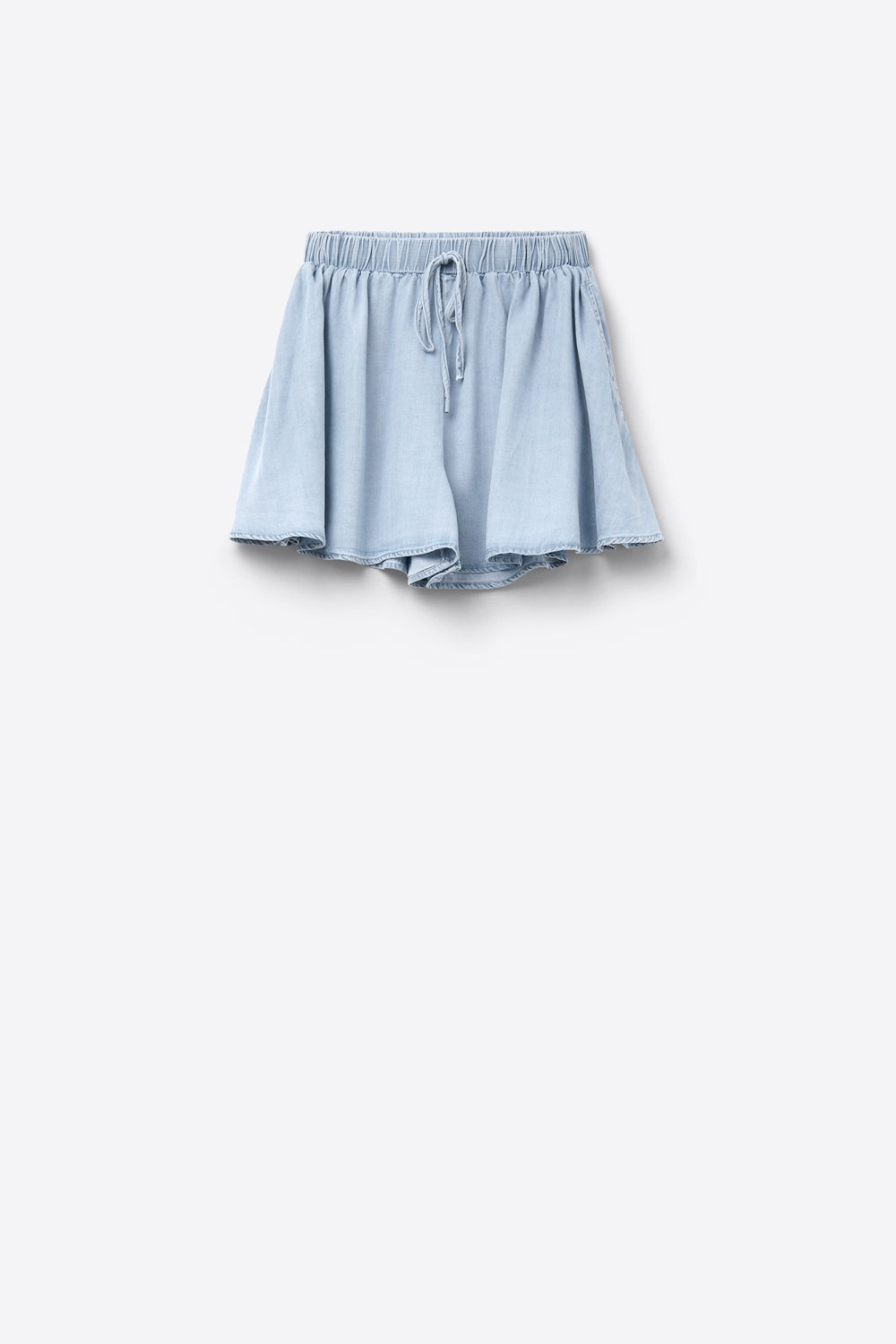 Short fluide en tencel bleu