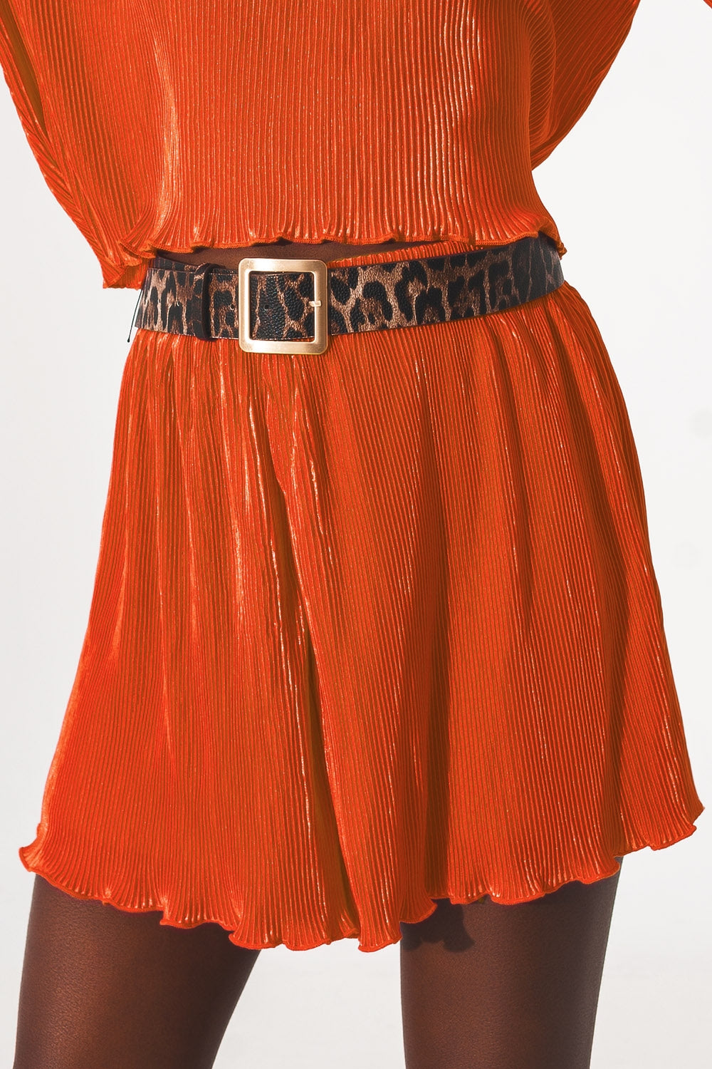 Short plissé en orange