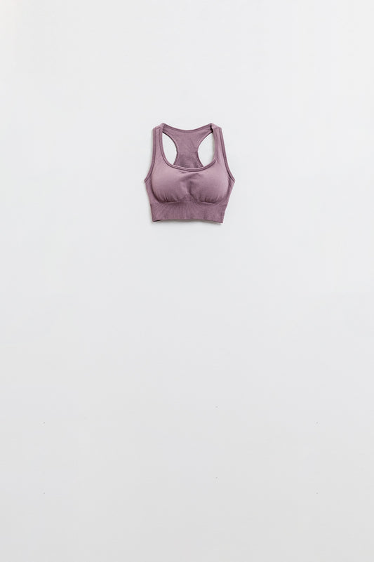 Q2 Soutien-gorge de sport côtelé mauve