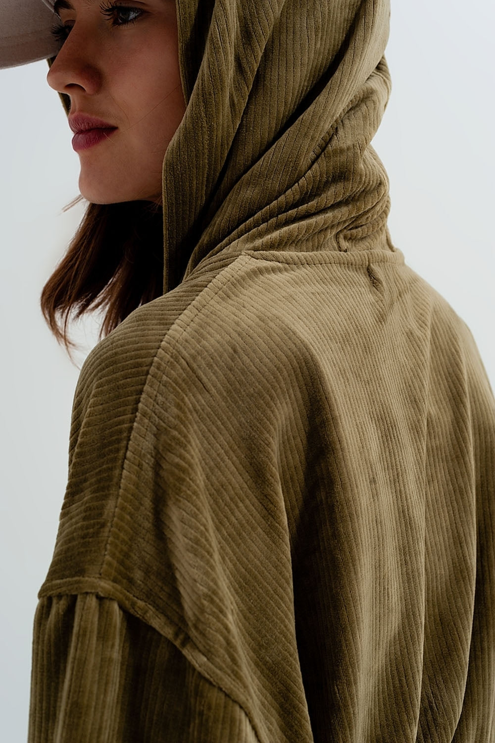 Sweat à capuche zippé en vert
