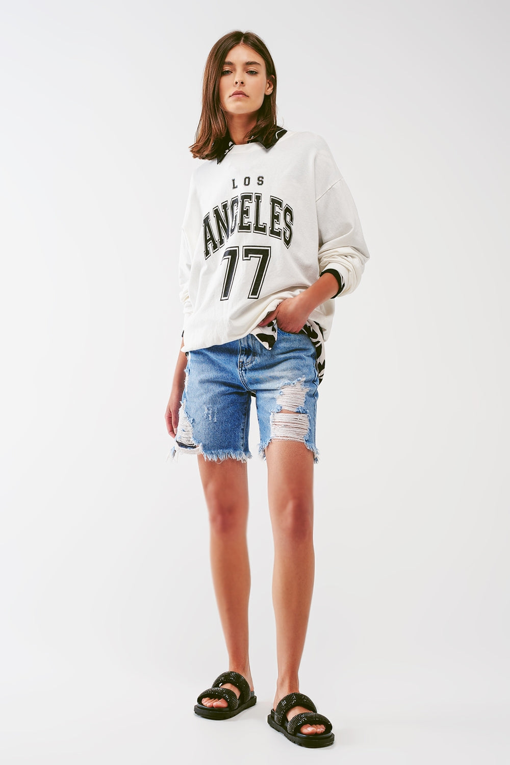 Sweat oversize avec texte Los Angeles en blanc