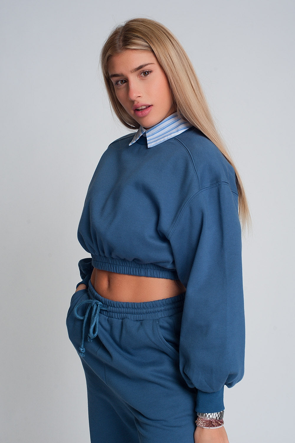 Q2 Sweat surdimensionné en forme de bleu