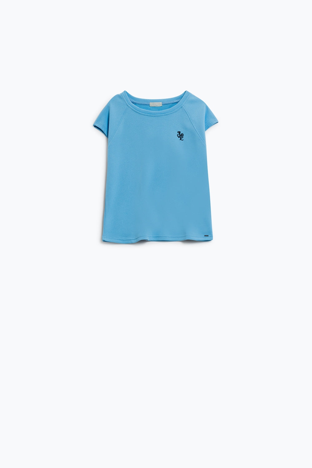 T-shirt à col ras du cou avec logo Love sur la poitrine en piqué bleu