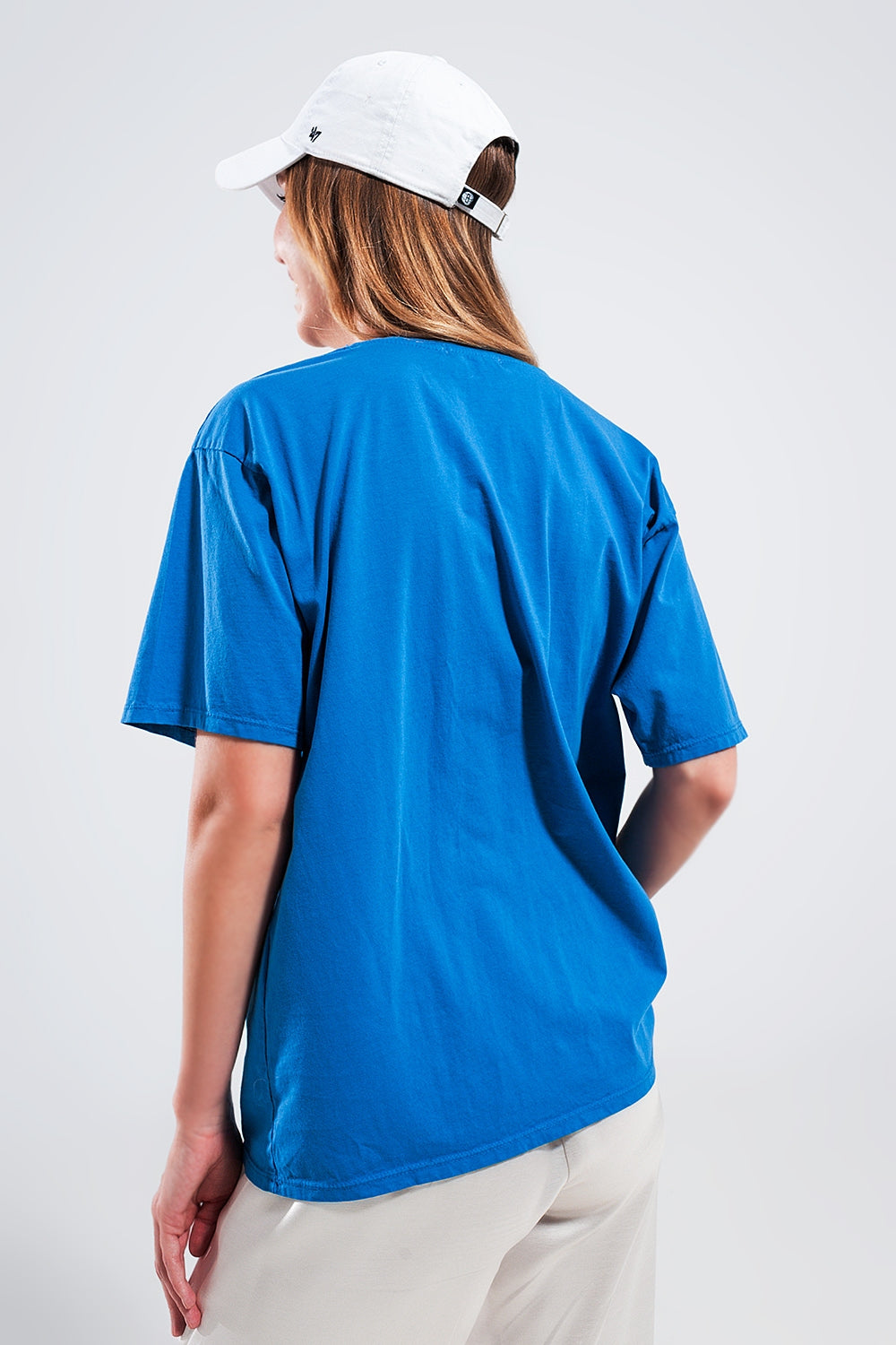 T shirt à inscription Los Angeles bleu