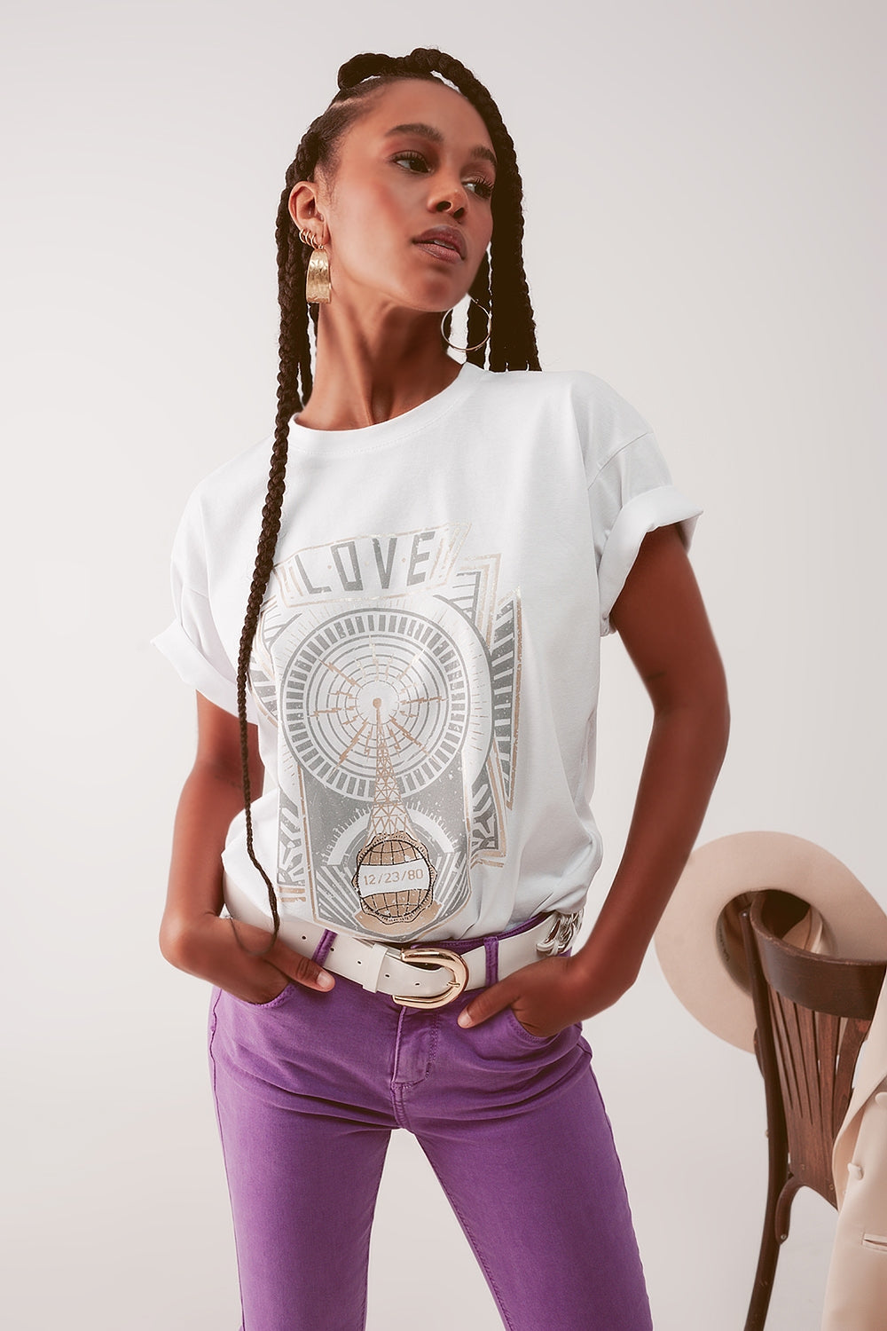 t-shirt à logo vintage en blanc