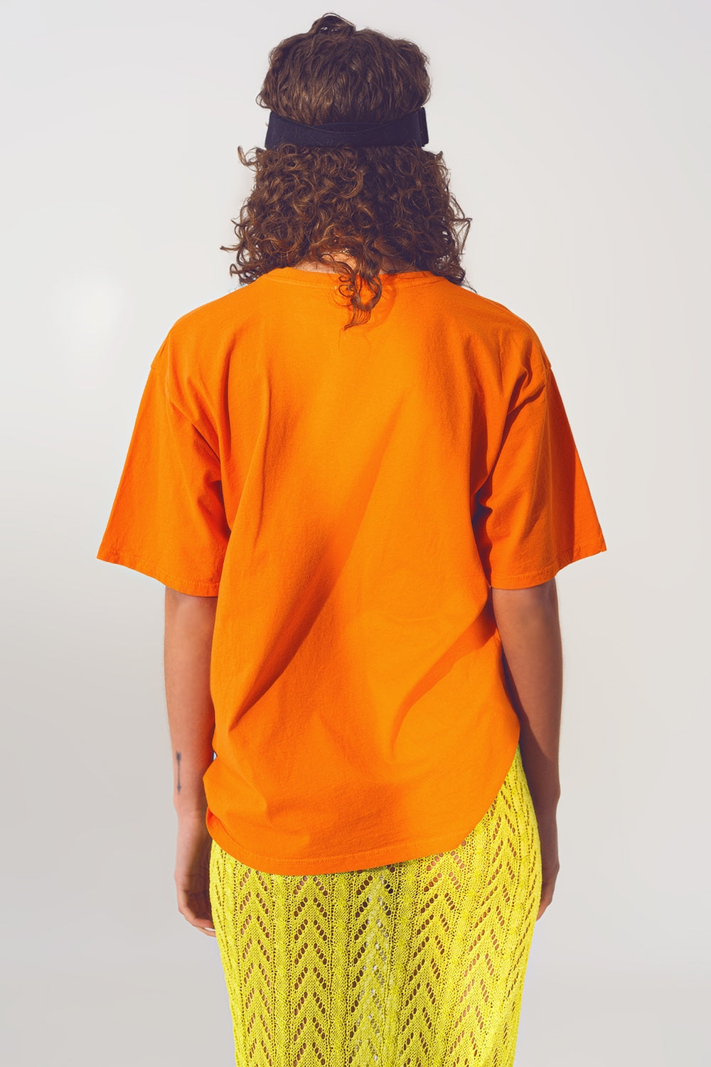 T-shirt avec texte Good Vibes en orange