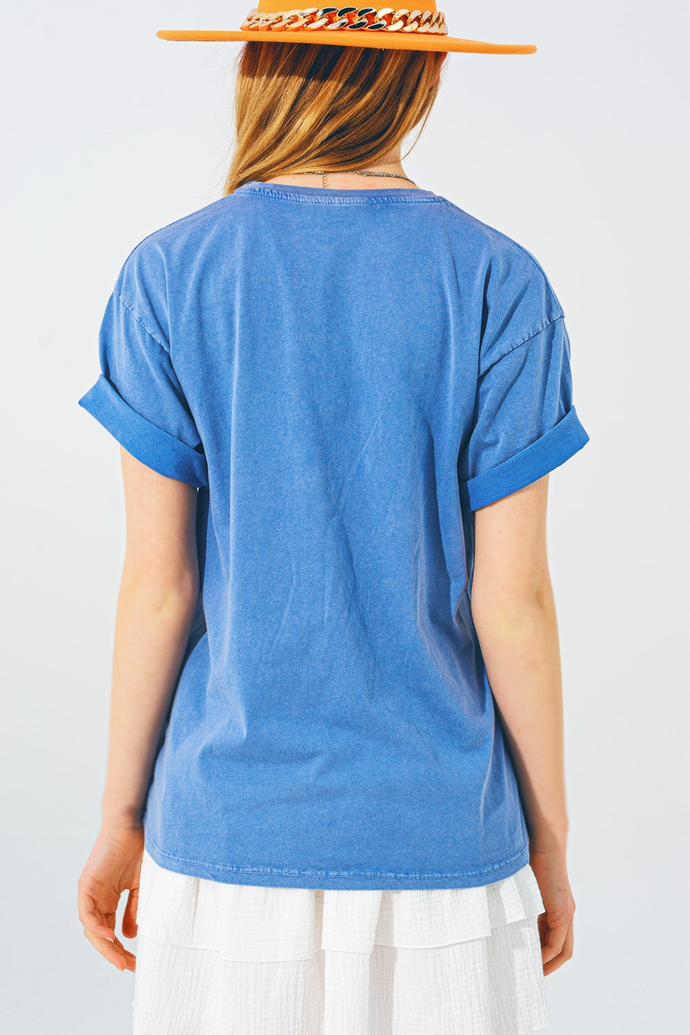 T-Shirt avec Texte Vintage 18 en Bleu