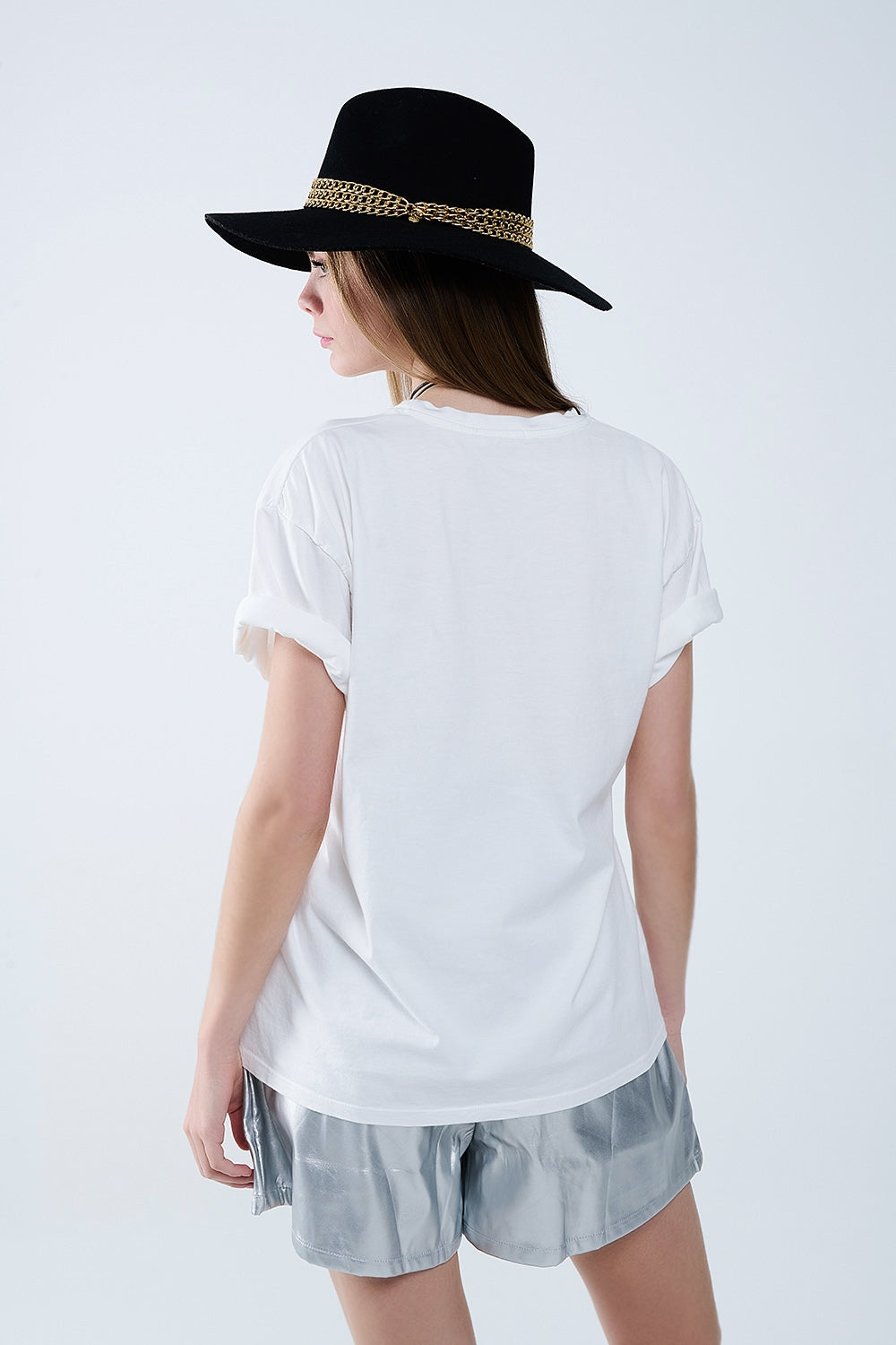 T-shirt blanc décontracté avec Ciao en imprimé léopard