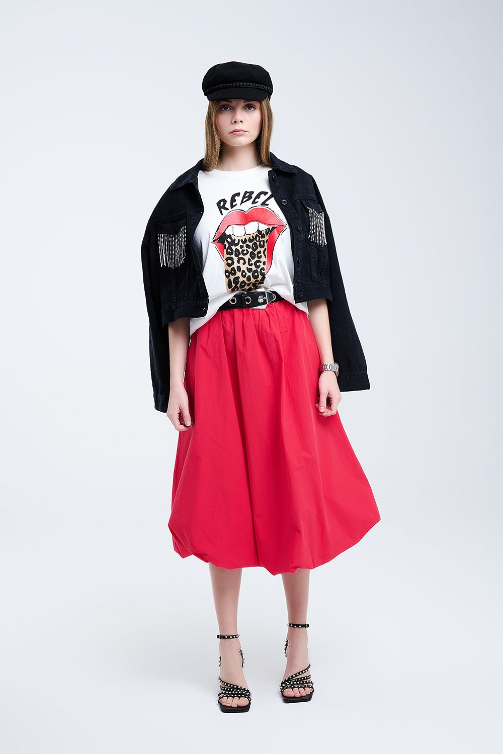 T-shirt blanc décontracté avec imprimé graphique Rebel et Lips