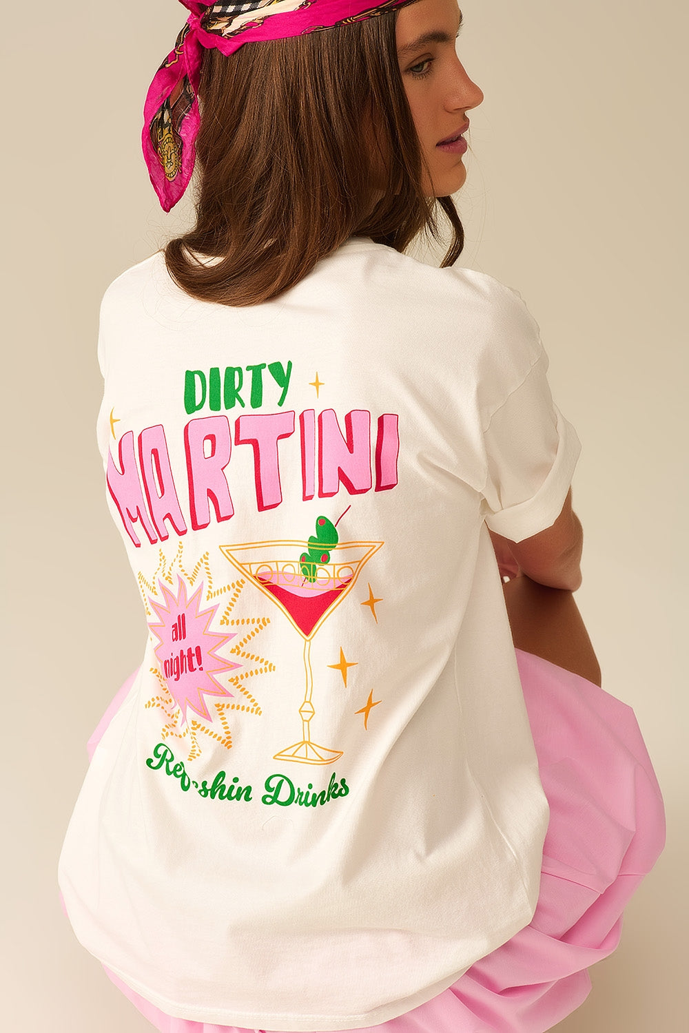 t-shirt blanc fabriqué en Italie avec un logo graphique Martini