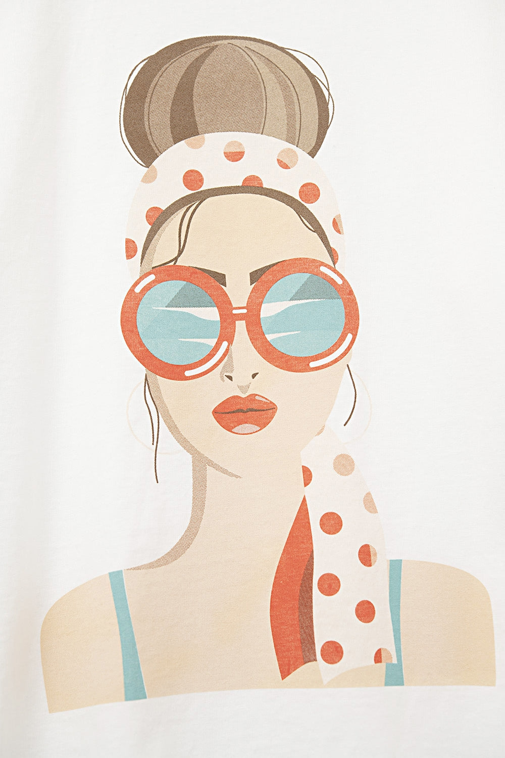 T-shirt blanc fabriqué en Italie avec un motif de fille vintage