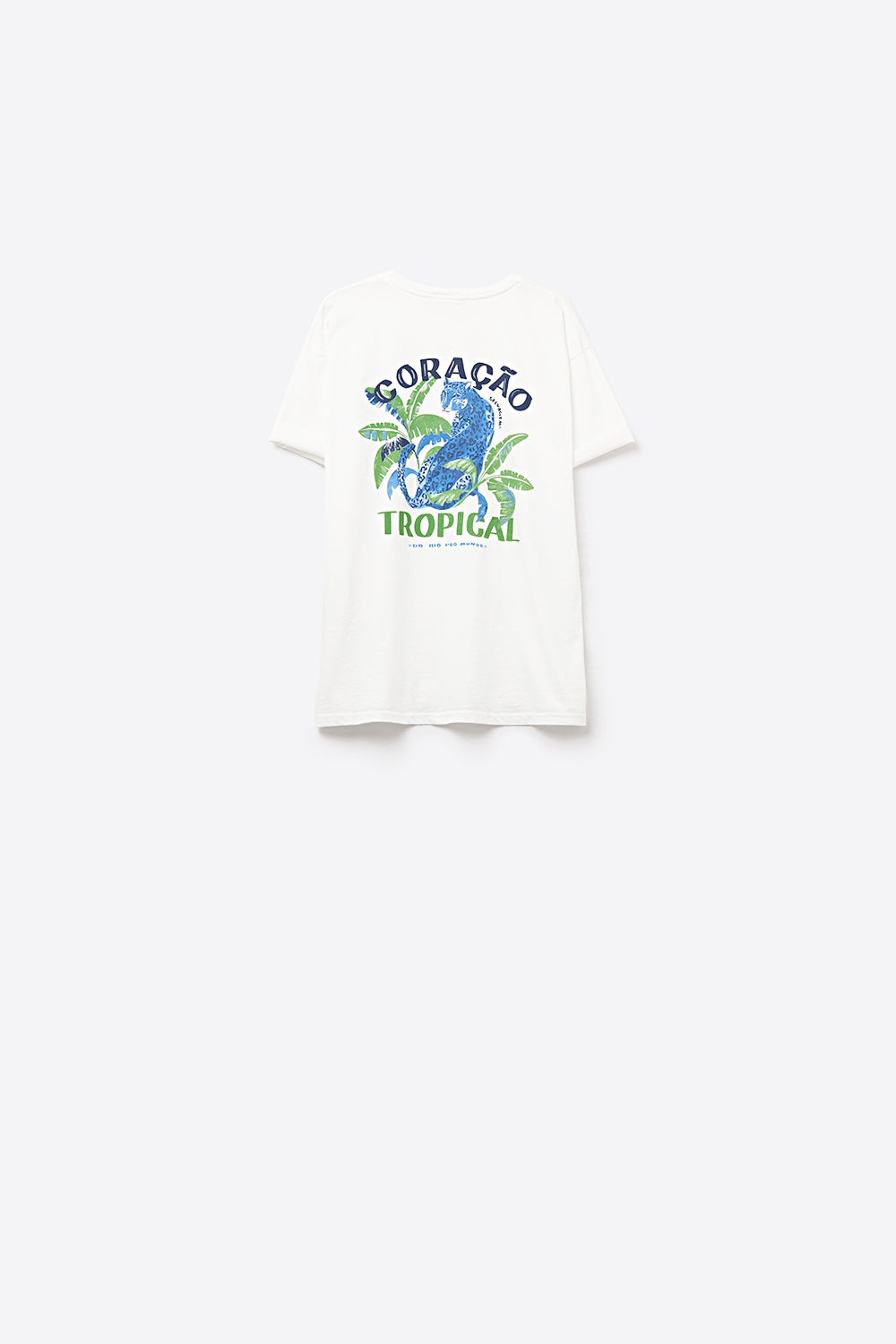 T-shirt blanche fabriquée en Italie avec imprimé graphique tropical