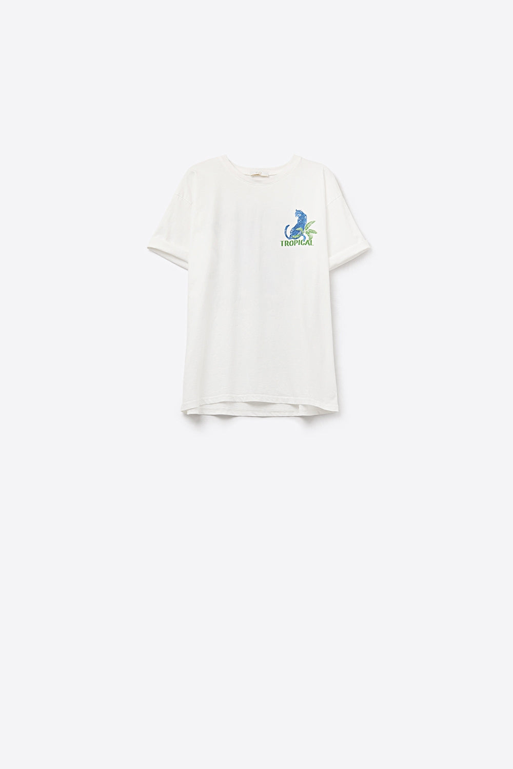 T-shirt blanche fabriquée en Italie avec imprimé graphique tropical