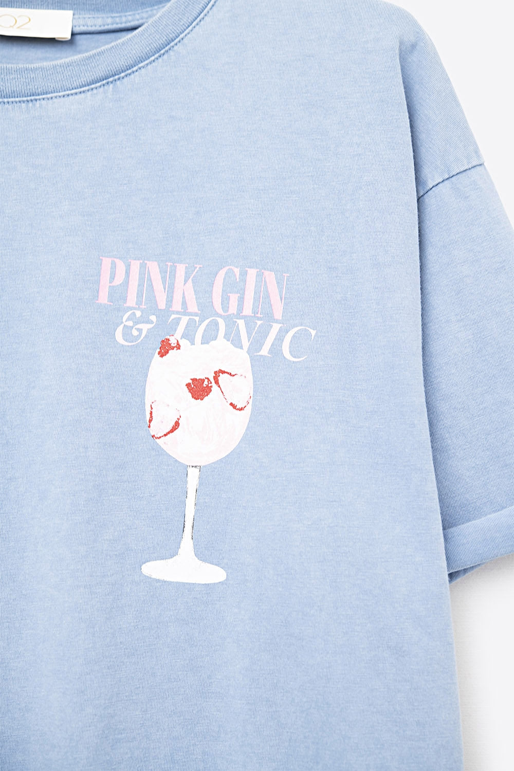 T-Shirt bleu à manches courtes PINK TONIC