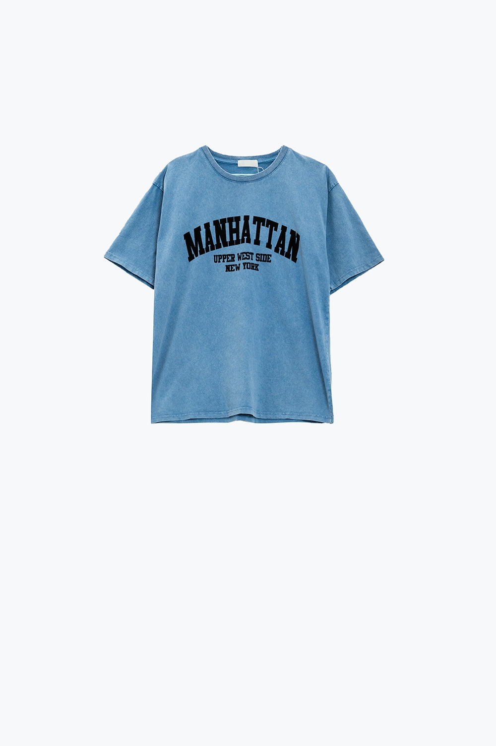 T-shirt bleu avec texte manhattan