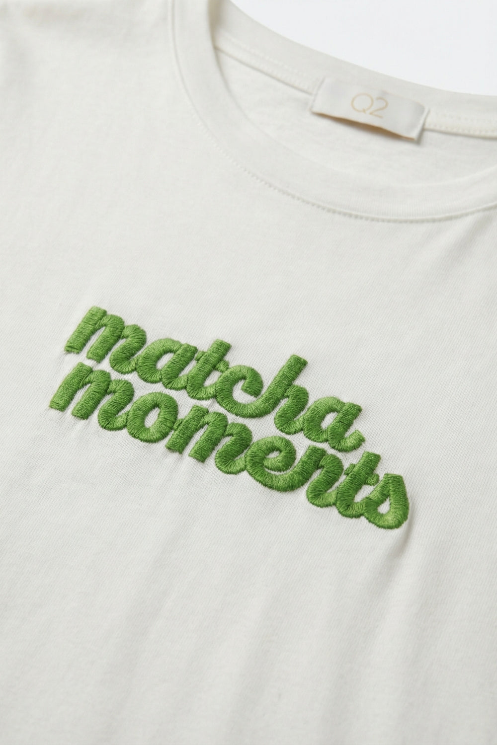 T-shirt brodé White Matcha Moments en vert