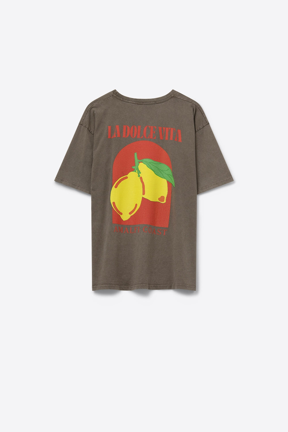 T-shirt coupe décontractée avec imprimé La Dolce Vita en marron clair