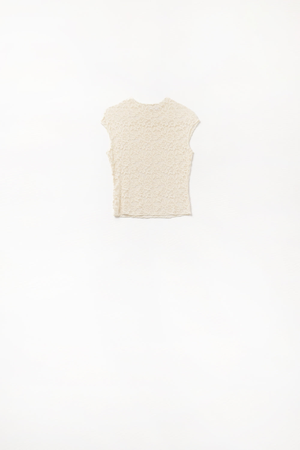 T-shirt en dentelle romantique avec manches courtes en beige