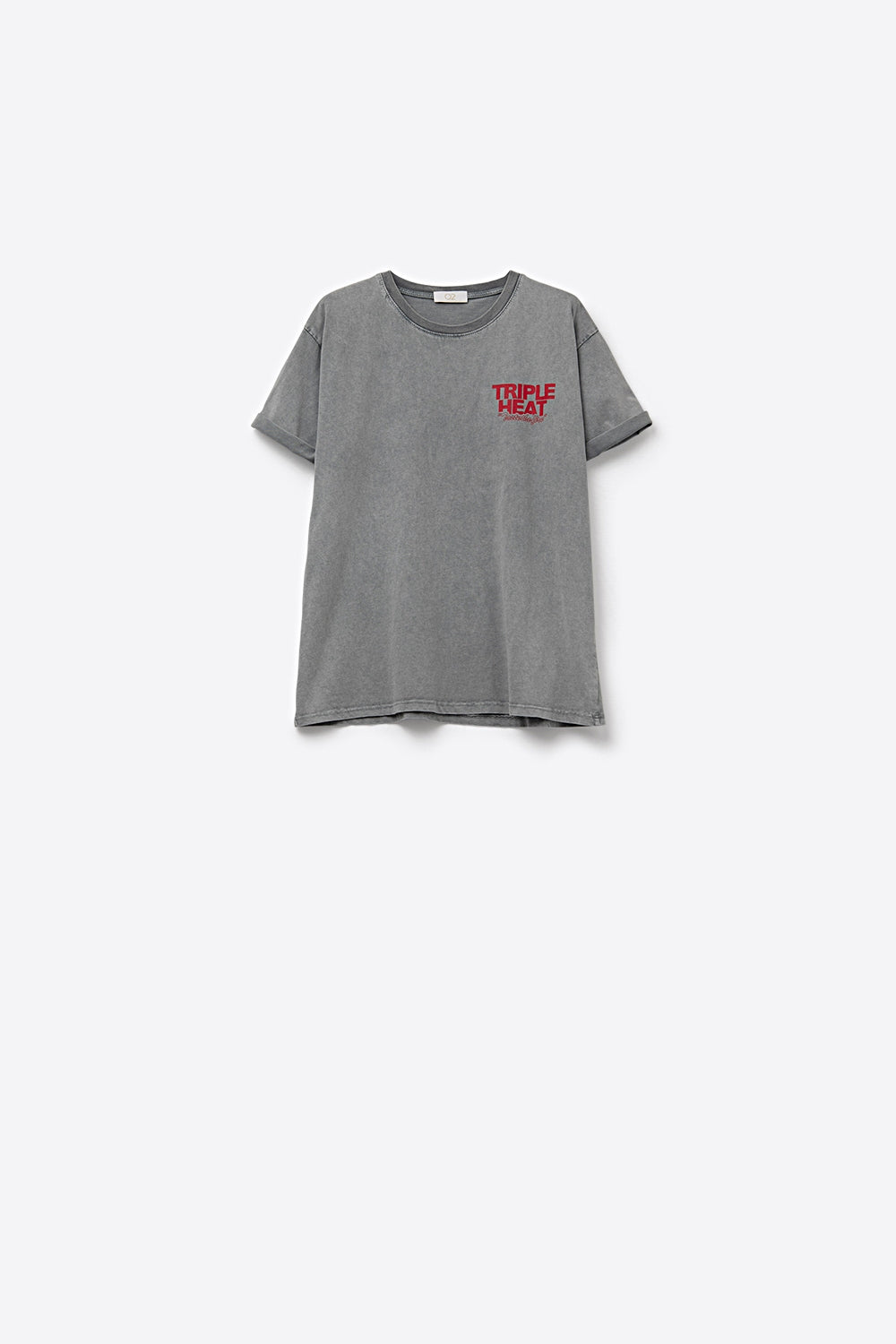 T-shirt gris délavé à manches courtes TRIPLE HEAT LOGO