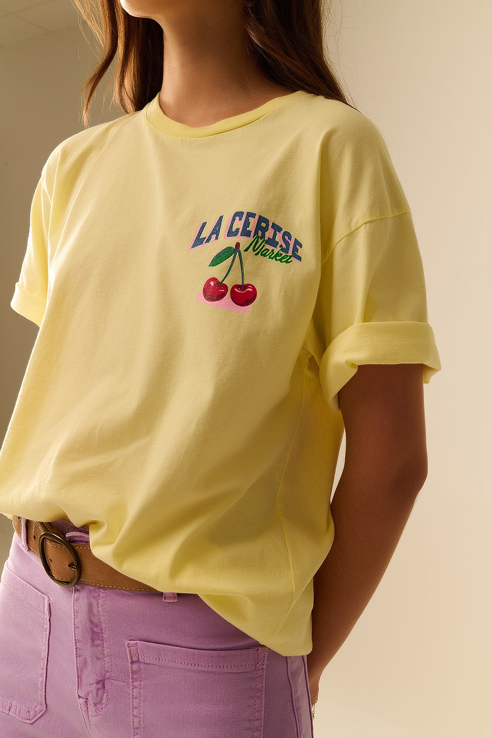 T-shirt jaune avec graphique Marché La Cerise Saint-Tropez