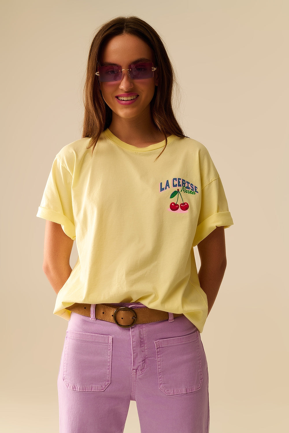 T-shirt jaune avec graphique Marché La Cerise Saint-Tropez