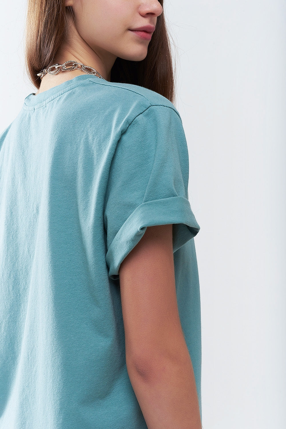 T-shirt long ample vert avec logo USA