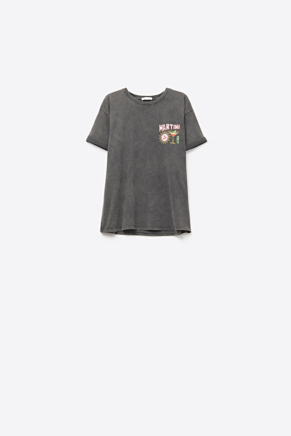 t-shirt noir stone wash fabriqué en Italie avec un logo graphique Martini