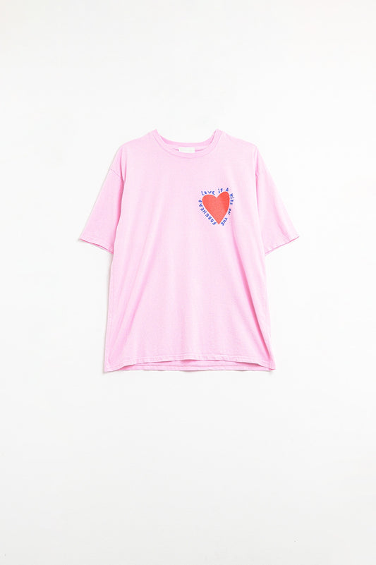 Q2 T-shirt rose Avec l'Amour c'est un Baiser sur le Front