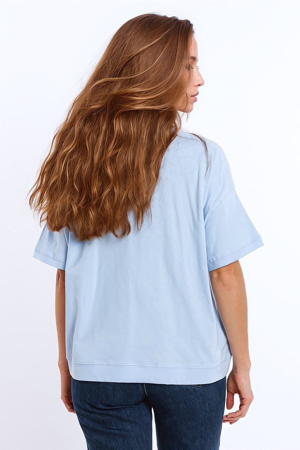 T-shirt surdimensionné Sunshine avec texte texturé à l'avant en bleu