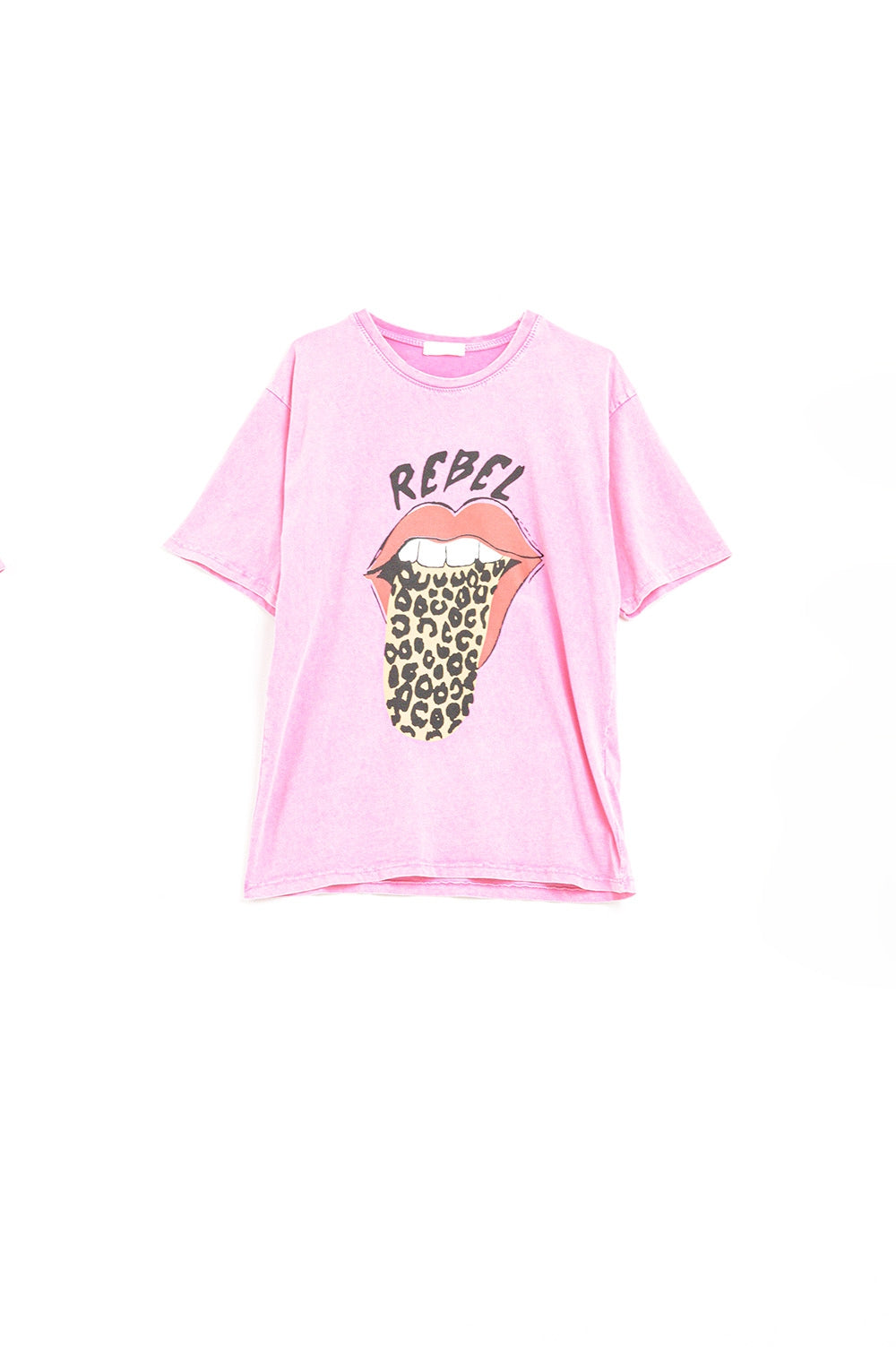 Tee-shirt graphique rose Rebel avec languette imprimée léopard