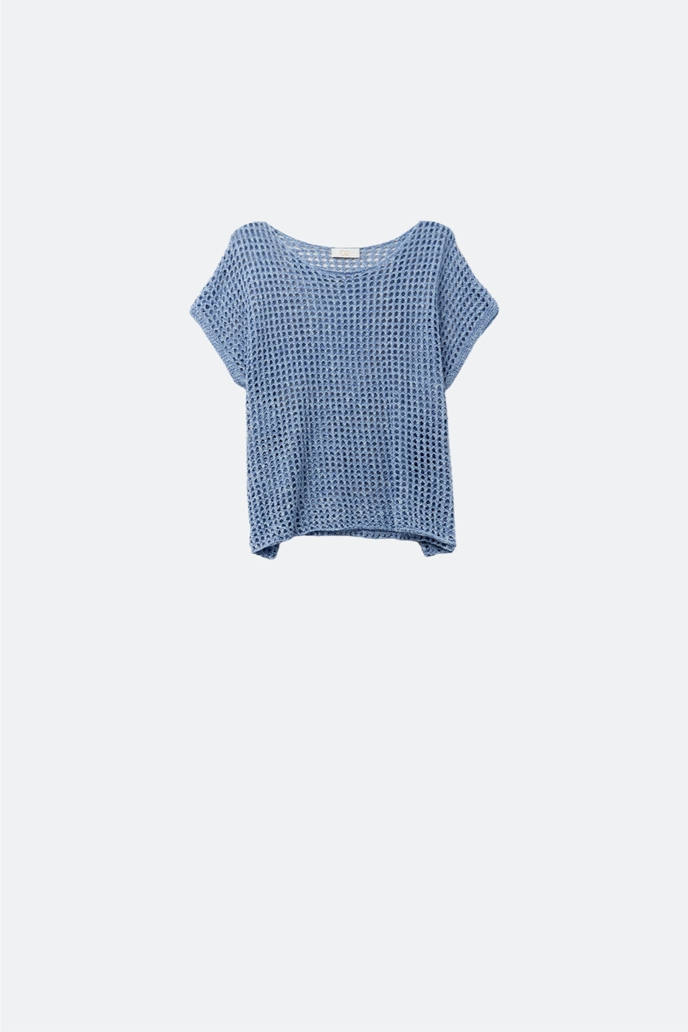 Q2 Top à manches courtes en maille ajourée en bleu