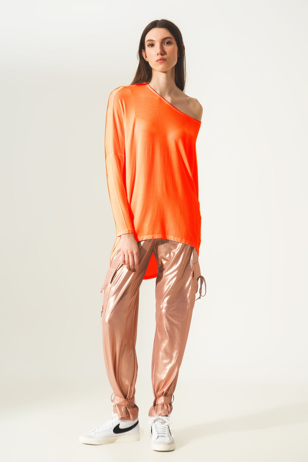 Top à manches longues en modal orange
