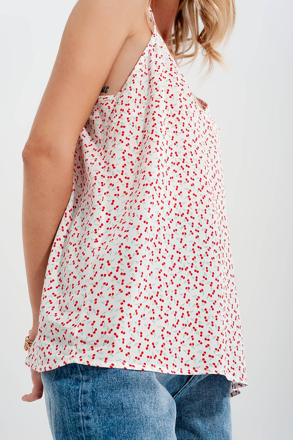Top à motif cerise crème