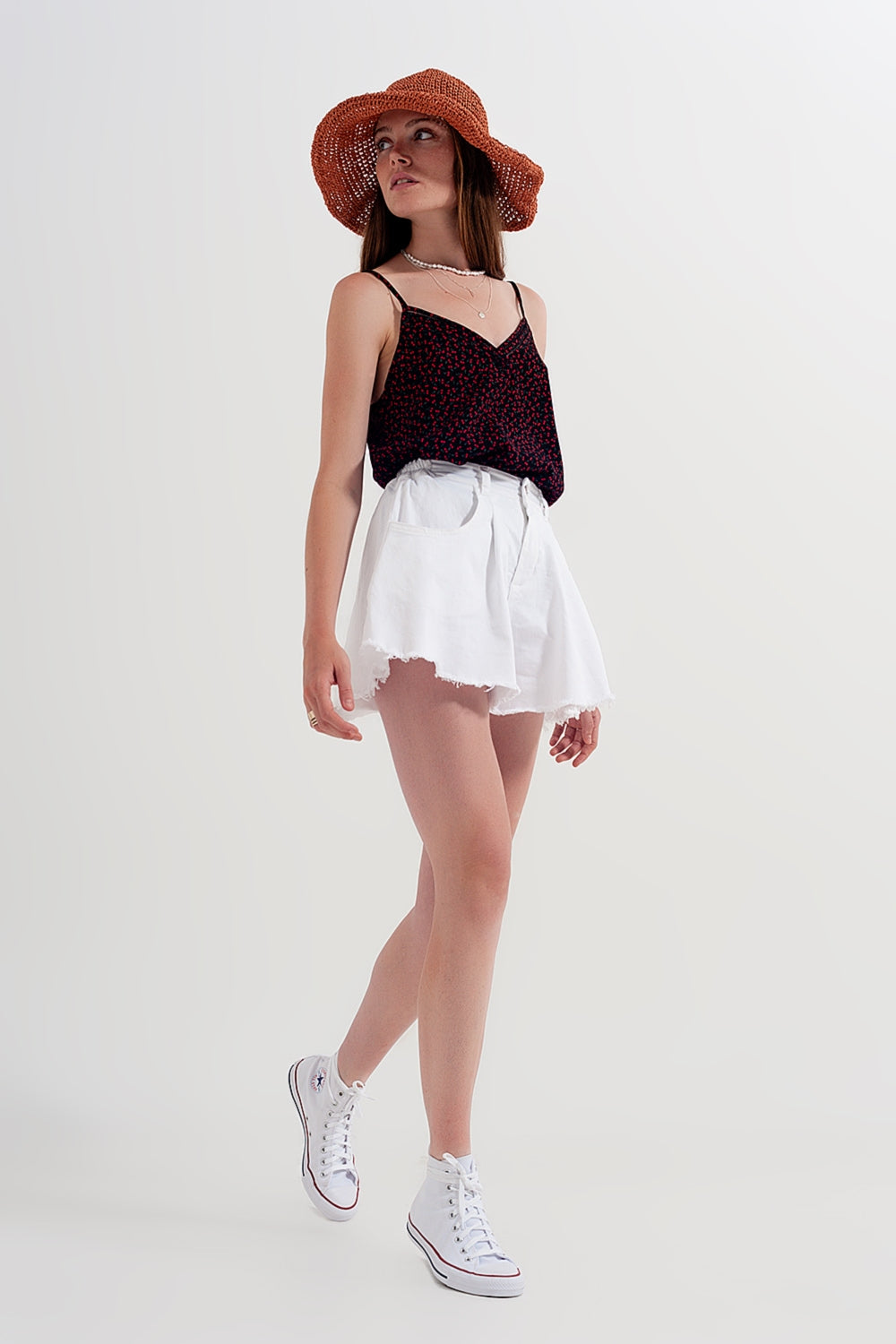 Top à motif cerise noir