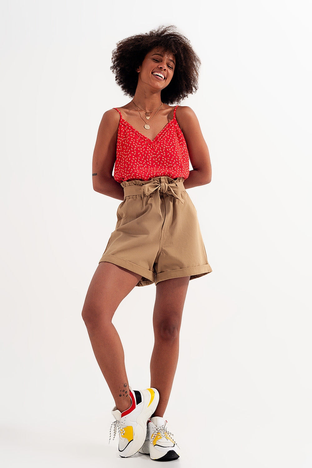 Top à motif cerise rouge